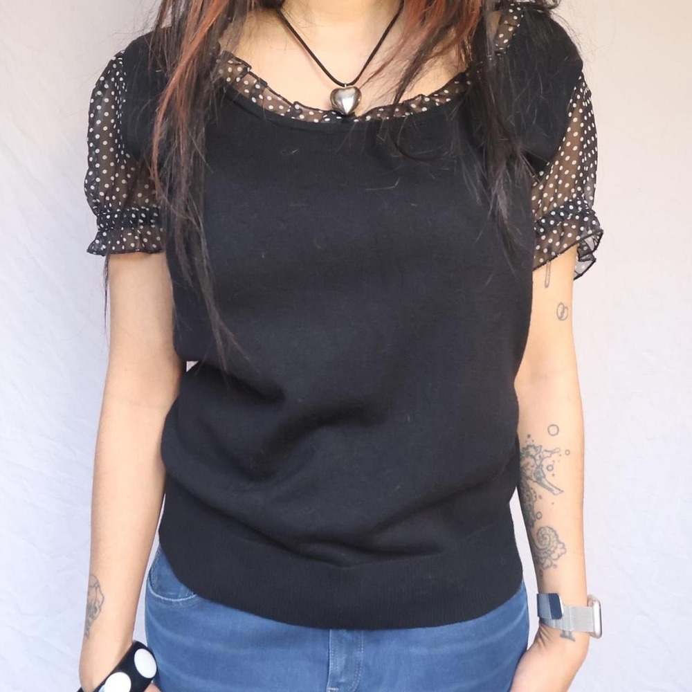 Vintage Puff Sleeve Polka Dot Blouse